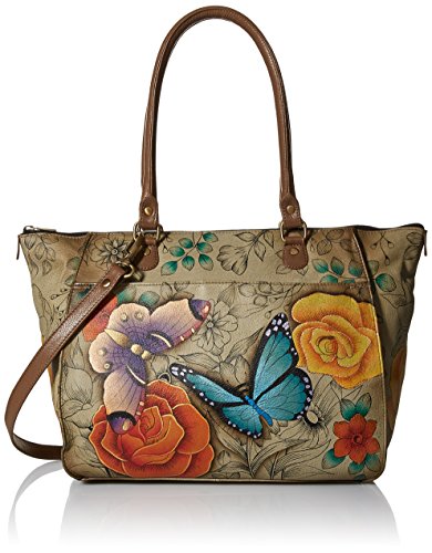 Anuschka Women's Hand Painted Leather Floral Paradise Tote