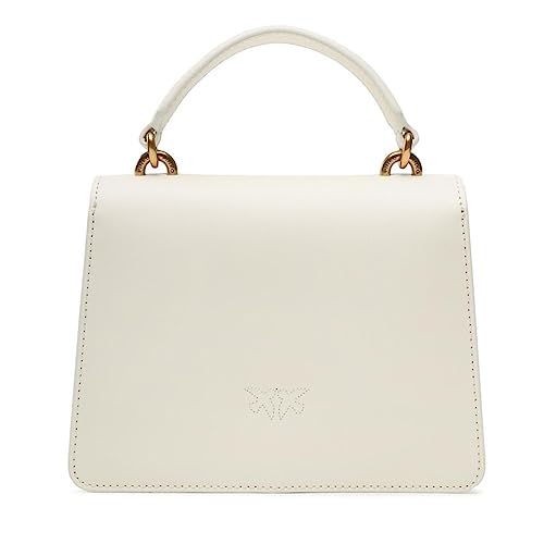 Pinko Mini Love White Silk Antique Gold Handbag