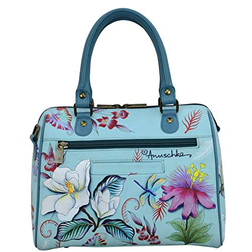 Anuschka Hand Painted Zip Around Satchel - Jardin Bleu