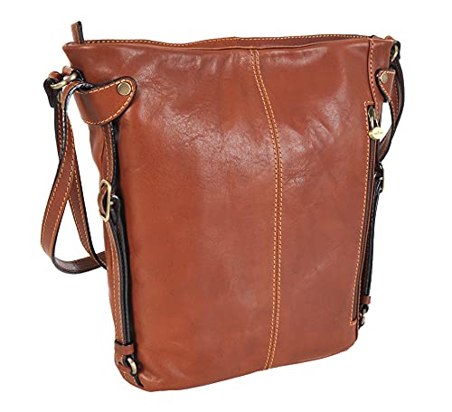Gianni Conti Tan Leather Shoulder Bag Backpack Convertible