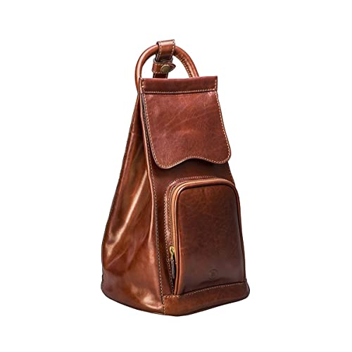 Maxwell Scott Carli Leather Backpack Handbag Italy Chestnut Tan