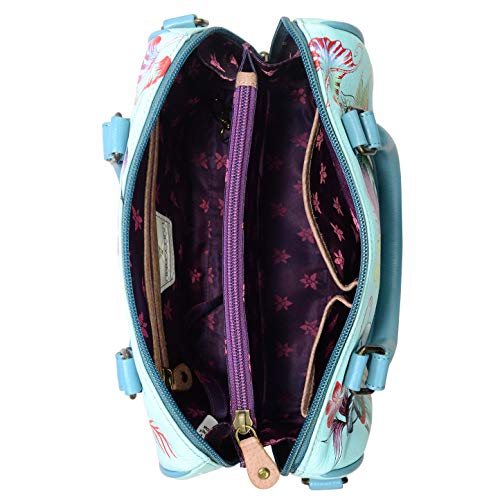 Anuschka Hand Painted Zip Around Satchel - Jardin Bleu