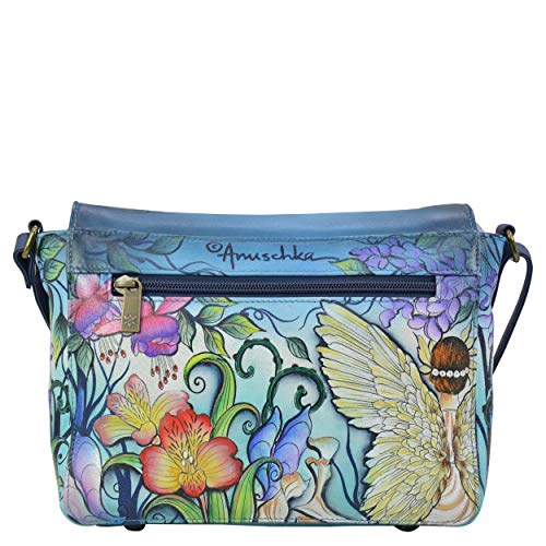 Anuschka Women's Genuine Leather Medium Flap Crossbody - Enchanted Garden