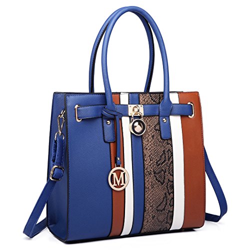 Miss Lulu Damen Designer PU Leder Handtasche Blau