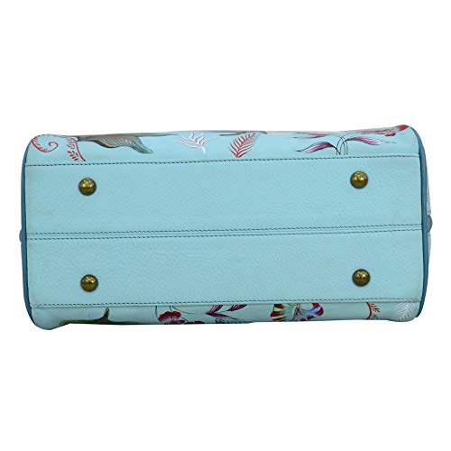 Anuschka Hand Painted Zip Around Satchel - Jardin Bleu