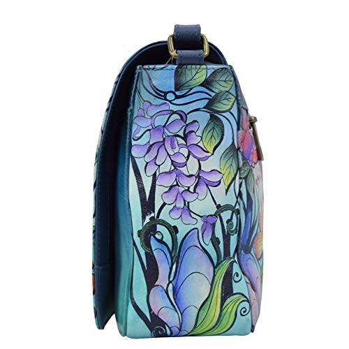 Anuschka Women's Genuine Leather Medium Flap Crossbody - Enchanted Garden