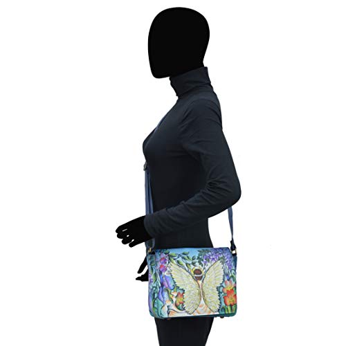 Anuschka Women's Genuine Leather Medium Flap Crossbody - Enchanted Garden