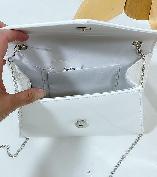 LeahWard® White Clutch Evening Shoulder Handbag (Patent)