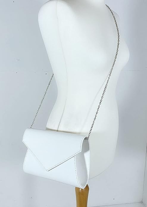 LeahWard® White Clutch Evening Shoulder Handbag (Patent)