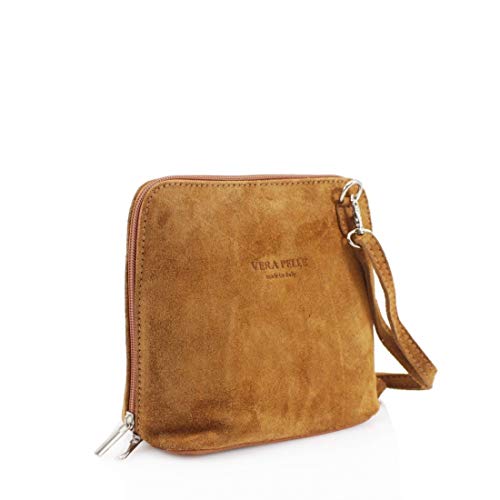 LeahWard Women's Small Brown Suede Leather Crossbody Handbag