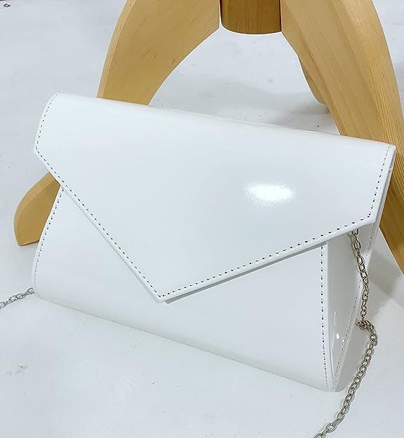 LeahWard® White Clutch Evening Shoulder Handbag (Patent)