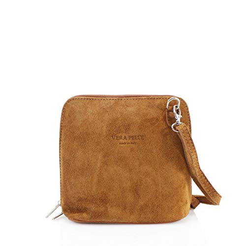 LeahWard Women's Small Brown Suede Leather Crossbody Handbag
