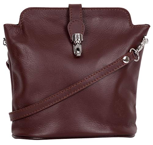 Italian Soft Leather Designer Crossbody Bag in Mid Brown