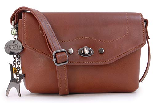 FLORENCE Tan Small Crossbody Shoulder Bag in Smooth Leather