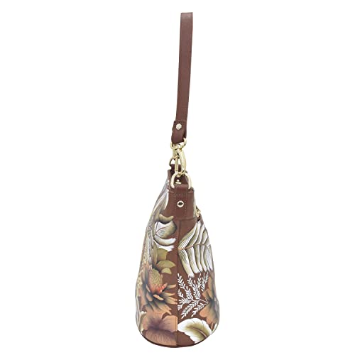 Handpainted Anuschka Bucket Hobo in Cleopatra's Leopard Tan