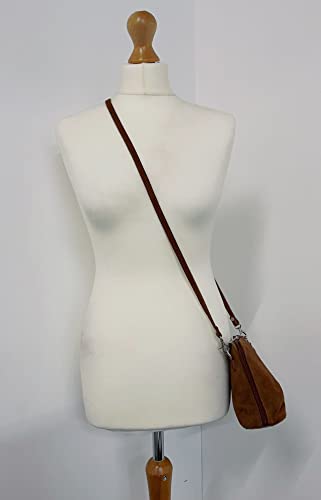 LeahWard Women's Small Brown Suede Leather Crossbody Handbag