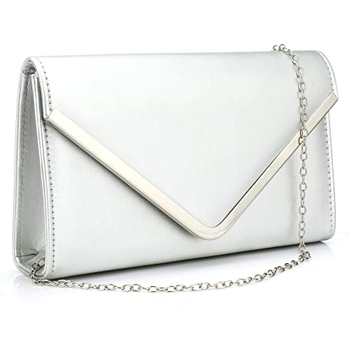 Women's Evening Clutches Bag - Silver Designer Handbag
