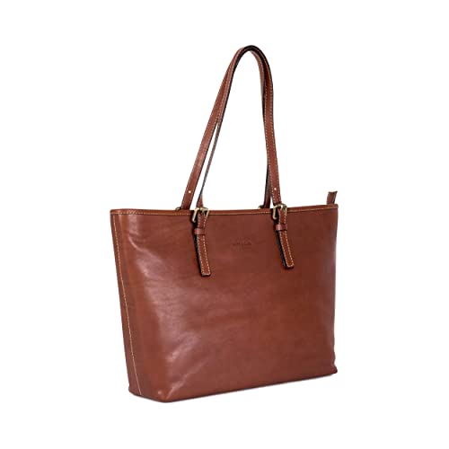 Gianni Conti Flora Italian Leather Large Tan Tote