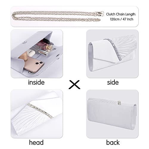 Elegant Silver Clutch Bag for Women's Wedding and Parties