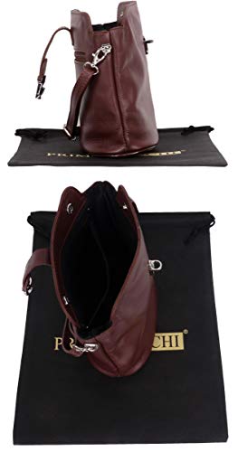 Italian Soft Leather Designer Crossbody Bag in Mid Brown
