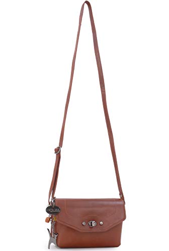 FLORENCE Tan Small Crossbody Shoulder Bag in Smooth Leather