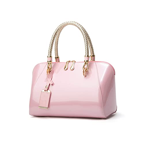 Designer Pink Patent Leather Women's Handbag (ND-2AZN002)