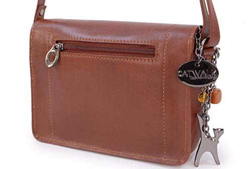 FLORENCE Tan Small Crossbody Shoulder Bag in Smooth Leather