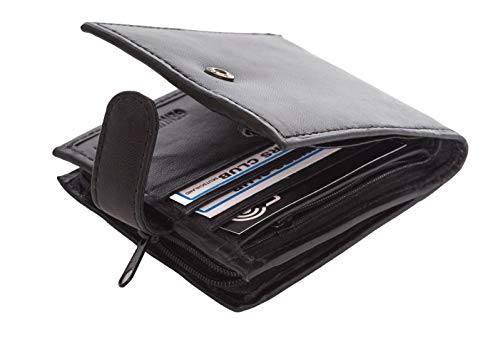 Men's Leather Wallet with RFID Blocking Technology - Black