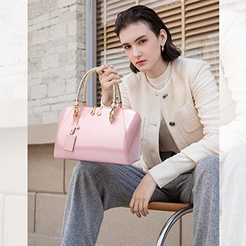 Designer Pink Patent Leather Women's Handbag (ND-2AZN002)