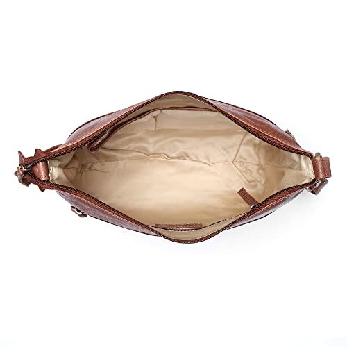 Woodland Leather Women's Vintage Style Cross-body Bag (Dark Brown)