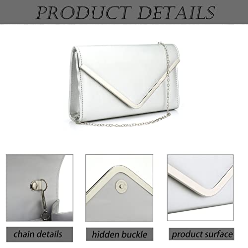 Women's Evening Clutches Bag - Silver Designer Handbag