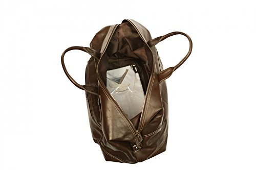 Tan Leather Weekend Travel Tote Handbag