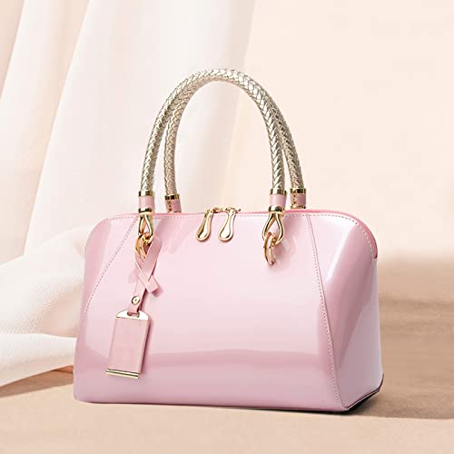 Designer Pink Patent Leather Women's Handbag (ND-2AZN002)