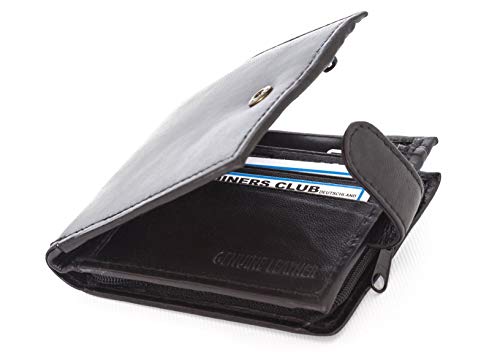 Men's Leather Wallet with RFID Blocking Technology - Black