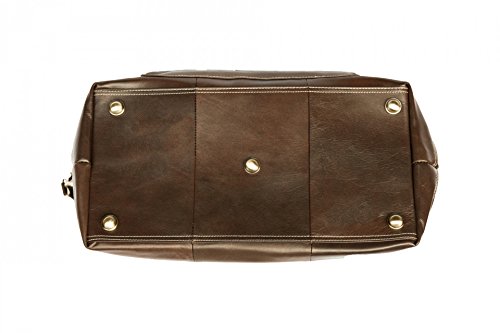 Tan Leather Weekend Travel Tote Handbag