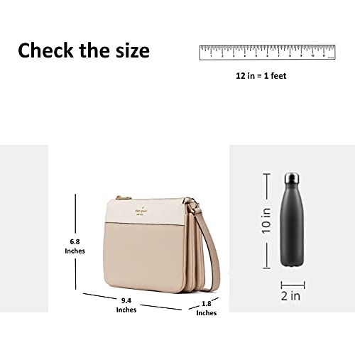 Kate Spade Leila Triple Gusset Crossbody Handbag, Warm Beige