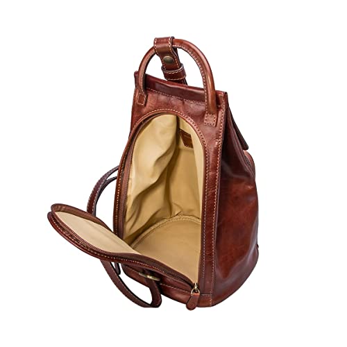 Maxwell Scott Carli Leather Backpack Handbag Italy Chestnut Tan