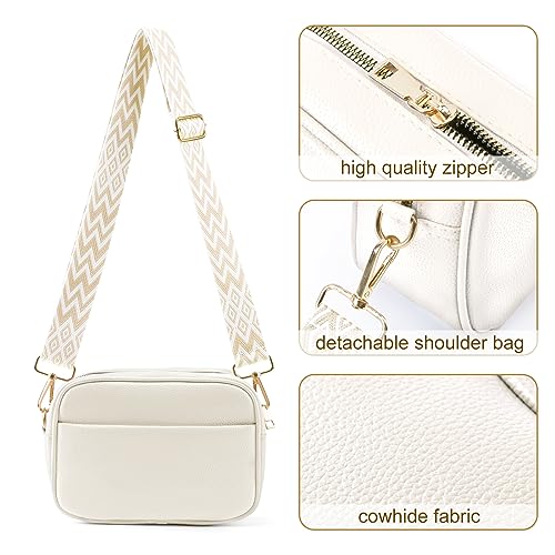 White Leather Crossbody Bag for Women by TIAASTAP