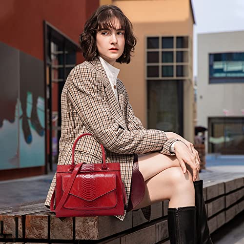 NICOLE & DORIS Crocodile Fashion Handbags - Red