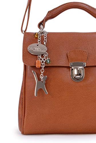Vintage Leather Cross Body/Top Handle Handbag - PANDORA - Tan