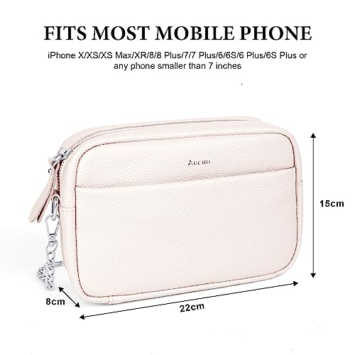 Aucuu White Leather Crossbody Bag - Versatile Straps