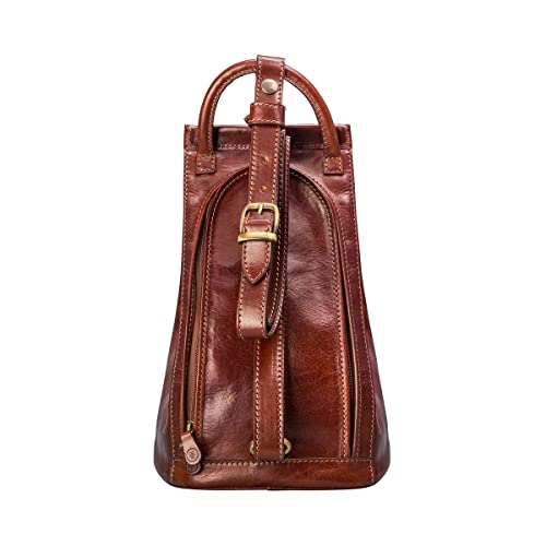 Maxwell Scott Carli Leather Backpack Handbag Italy Chestnut Tan
