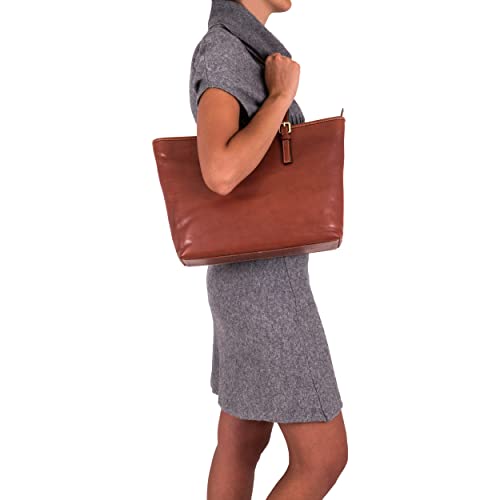 Gianni Conti Flora Italian Leather Large Tan Tote