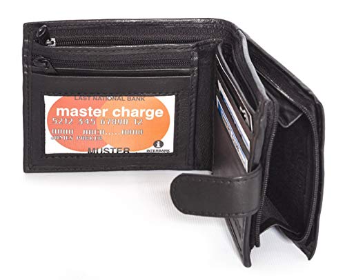 Men's Leather Wallet with RFID Blocking Technology - Black