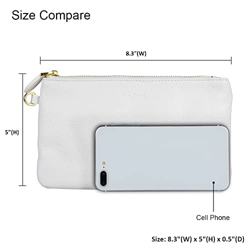 Befen Genuine Leather Minimalist Handbag Clutch (White)