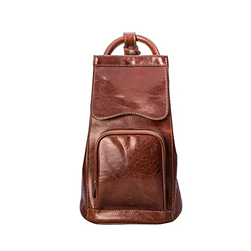 Maxwell Scott Carli Leather Backpack Handbag Italy Chestnut Tan