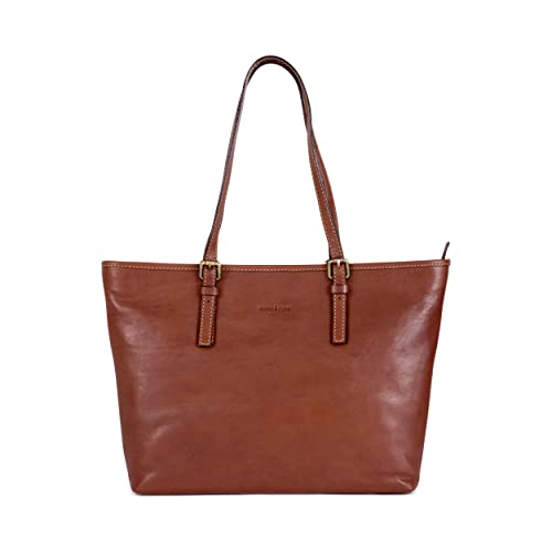 Gianni Conti Flora Italian Leather Large Tan Tote