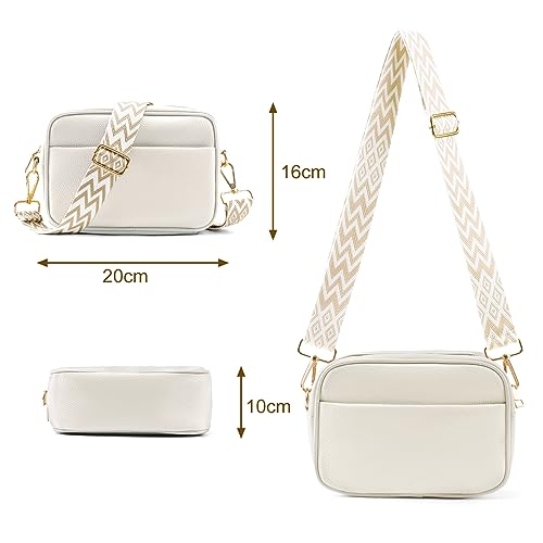 White Leather Crossbody Bag for Women by TIAASTAP