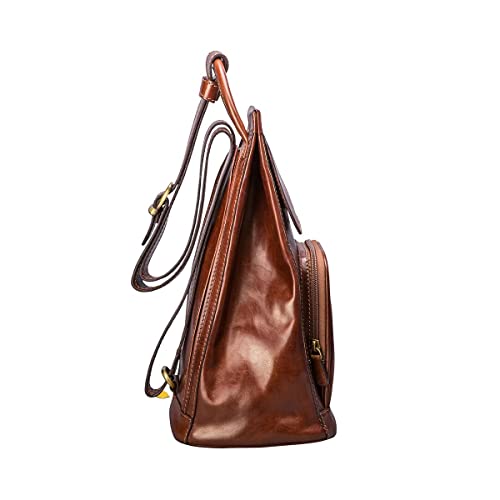 Maxwell Scott Carli Leather Backpack Handbag Italy Chestnut Tan