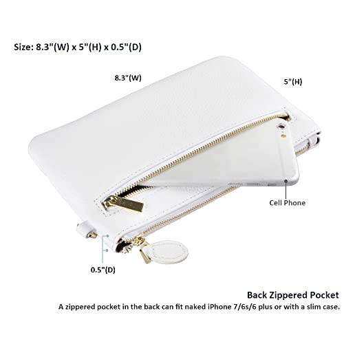Befen Genuine Leather Minimalist Handbag Clutch (White)